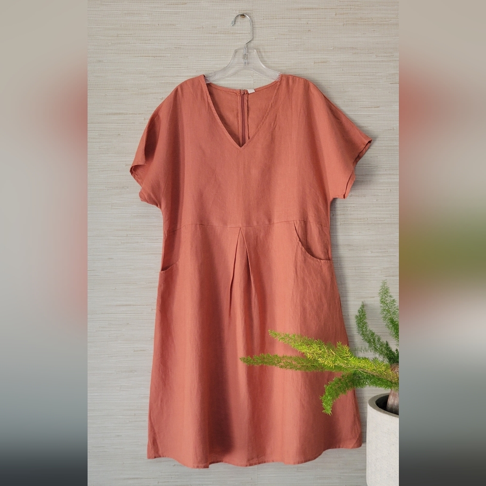 Grae Cove Chic Rust Linen Dress